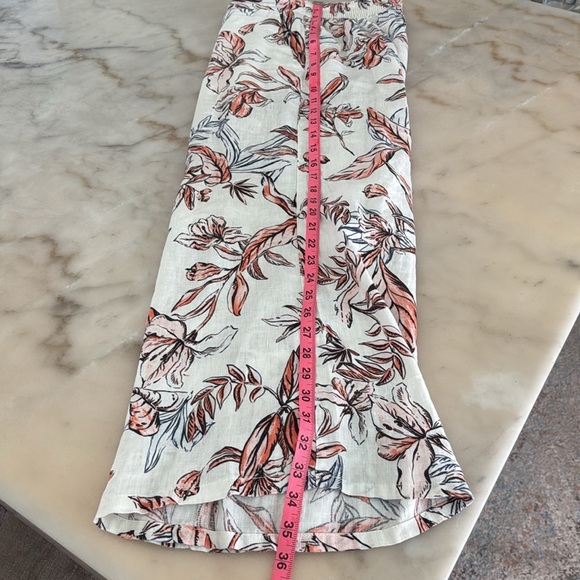 TAHARI Women's Cropped Wide-Leg Pants 100% Linen Floral Pattern Pants Sz S - Picture 12 of 12